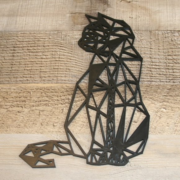 Cat Geometric 8" x 5" Wall Decor 3D Printed Wall Art Cat Feline Kitty Bl… - Picture 5 of 7